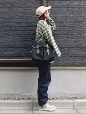 「NEW ERA（ニューエラ）の＜NEW ERA（ニューエラ）＞ T/W 9THIRTY LA/キャップ（キャップ）」を使った、yakkoさん（レディース・152cm）の秋コーディネート