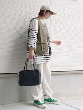 「NEW ERA（ニューエラ）の＜NEW ERA（ニューエラ）＞ T/W 9THIRTY LA/キャップ（キャップ）」を使った、yakkoさん（レディース・152cm）の春コーディネート