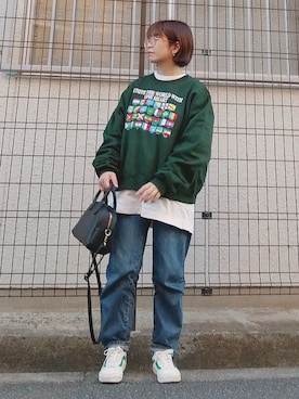 「kutir」｜「アイテム（スウェット）」を使った、yakkoさん（レディース・152cm）の冬コーディネート