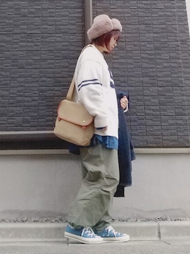 「Ruben（ルーベン）のアイテム（キャップ）」を使った、yakkoさん（レディース・152cm）の冬コーディネート