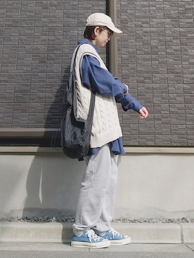 「NEW ERA（ニューエラ）の＜NEW ERA（ニューエラ）＞ T/W 9THIRTY LA/キャップ（キャップ）」を使った、yakkoさん（レディース・152cm）の春コーディネート