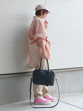 「NEW ERA（ニューエラ）の＜NEW ERA（ニューエラ）＞ T/W 9THIRTY LA/キャップ（キャップ）」を使った、yakkoさん（レディース・152cm）の夏コーディネート