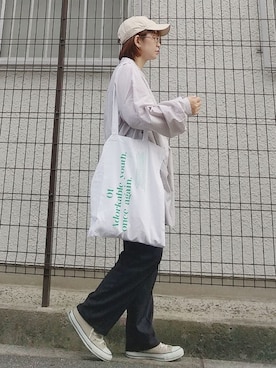 「NEW ERA（ニューエラ）の＜NEW ERA（ニューエラ）＞ T/W 9THIRTY LA/キャップ（キャップ）」を使った、yakkoさん（レディース・152cm）の秋コーディネート