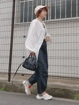 「NEW ERA（ニューエラ）の＜NEW ERA（ニューエラ）＞ T/W 9THIRTY LA/キャップ（キャップ）」を使った、yakkoさん（レディース・152cm）の夏コーディネート
