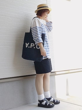 「アイテム（チノパンツ）」を使った、yakkoさん（レディース・152cm）の夏コーディネート