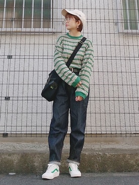 「NEW ERA（ニューエラ）の＜NEW ERA（ニューエラ）＞ T/W 9THIRTY LA/キャップ（キャップ）」を使った、yakkoさん（レディース・152cm）の秋コーディネート