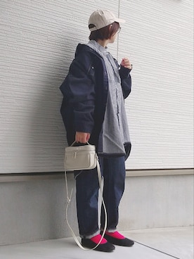 「スクエアトゥ」｜「アイテム（キャップ）」を使った、yakkoさん（レディース・152cm）の秋コーディネート