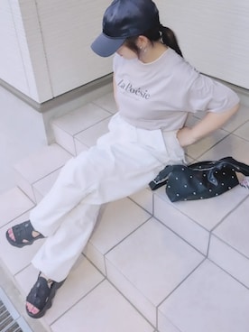 「ikka（イッカ）のアイテム（Tシャツ/カットソー）」を使った、yakkoさん（レディース・152cm）の夏コーディネート