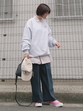 「NEW ERA（ニューエラ）の＜NEW ERA（ニューエラ）＞ T/W 9THIRTY LA/キャップ（キャップ）」を使った、yakkoさん（レディース・152cm）の春コーディネート