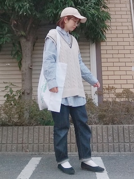 「NEW ERA（ニューエラ）の＜NEW ERA（ニューエラ）＞ T/W 9THIRTY LA/キャップ（キャップ）」を使った、yakkoさん（レディース・152cm）の春コーディネート