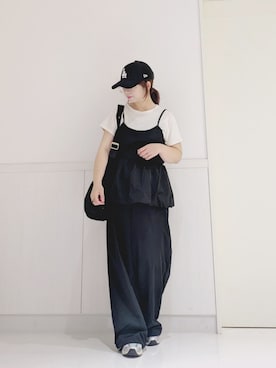 「アイテム（オールインワン・サロペット、ブラック系）」を使った、yakkoさん（レディース・152cm）の夏コーディネート