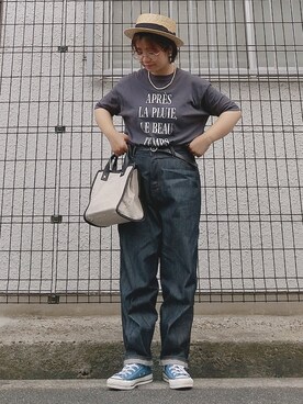 「SLOBE IENA（スローブイエナ）のアイテム（イヤリング）」を使った、yakkoさん（レディース・152cm）の夏コーディネート