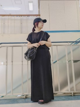 「アイテム（ボストンバッグ）」を使った、yakkoさん（レディース・152cm）の夏コーディネート