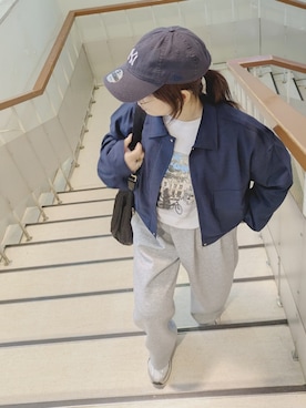 「メガネ女子」｜「アイテム（ブルゾン）」を使った、yakkoさん（レディース・152cm）の春コーディネート