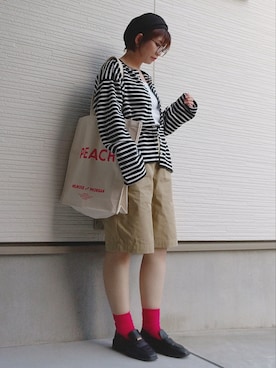 「Ruben（ルーベン）のアイテム（ハンチング/ベレー帽）」を使った、yakkoさん（レディース・152cm）の秋コーディネート