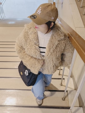 「アイテム（ポーチ）」を使った、yakkoさん（レディース・152cm）の冬コーディネート