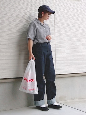 「スクエアトゥ」｜「アイテム（キャップ）」を使った、yakkoさん（レディース・152cm）の夏コーディネート