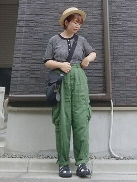 「SLOBE IENA（スローブイエナ）のアイテム（イヤリング）」を使った、yakkoさん（レディース・152cm）の夏コーディネート