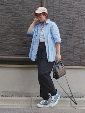 「SLOBE IENA（スローブイエナ）のアイテム（イヤリング）」を使った、yakkoさん（レディース・152cm）の夏コーディネート