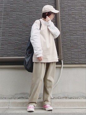 「NEW ERA（ニューエラ）の＜NEW ERA（ニューエラ）＞ T/W 9THIRTY LA/キャップ（キャップ）」を使った、yakkoさん（レディース・152cm）の春コーディネート