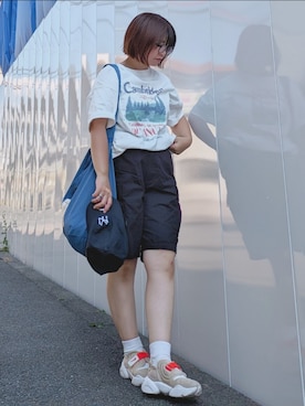「みんなの白Tフェス」｜「アイテム（カーゴパンツ）」を使った、yakkoさん（レディース・152cm）の夏コーディネート