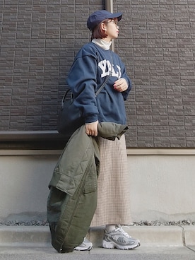 「UNIQLO（ユニクロ）のアイテム（MA-1）」を使った、yakkoさん（レディース・152cm）の冬コーディネート