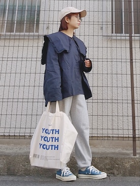 「NEW ERA（ニューエラ）の＜NEW ERA（ニューエラ）＞ T/W 9THIRTY LA/キャップ（キャップ）」を使った、yakkoさん（レディース・152cm）の春コーディネート