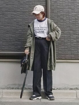 「NEW ERA（ニューエラ）の＜NEW ERA（ニューエラ）＞ T/W 9THIRTY LA/キャップ（キャップ）」を使った、yakkoさん（レディース・152cm）の秋コーディネート