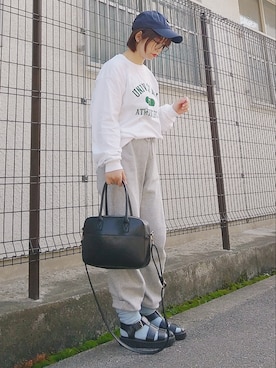 「ごきげんウィーク」｜「アイテム（スウェットパンツ）」を使った、yakkoさん（レディース・152cm）の春コーディネート