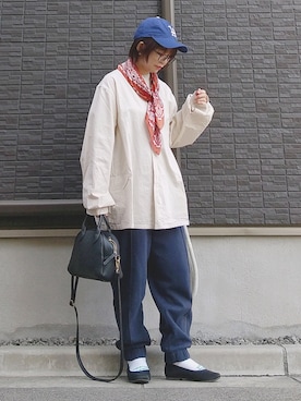 「スクエアトゥ」｜「アイテム（スウェットパンツ）」を使った、yakkoさん（レディース・152cm）の春コーディネート