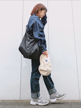 「NEW ERA（ニューエラ）の＜NEW ERA（ニューエラ）＞ T/W 9THIRTY LA/キャップ（キャップ）」を使った、yakkoさん（レディース・152cm）の秋コーディネート