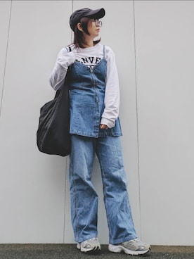 「Champion（チャンピオン）の【新色追加】【Champion】ロゴロンＴ（Tシャツ/カットソー）」を使った、yakkoさん（レディース・152cm）の春コーディネート