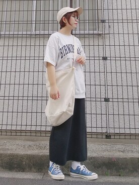 「NEW ERA（ニューエラ）の＜NEW ERA（ニューエラ）＞ T/W 9THIRTY LA/キャップ（キャップ）」を使った、yakkoさん（レディース・152cm）の夏コーディネート