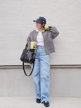 「アイテム（ボストンバッグ）」を使った、yakkoさん（レディース・152cm）の秋コーディネート