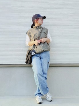 「アイテム（キャップ）」を使った、yakkoさん（レディース・152cm）の秋コーディネート