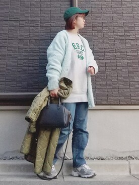 「FREAK'S STORE（フリークスストア）のM-65キルトライナージャケット（ミリタリージャケット）」を使った、yakkoさん（レディース・152cm）の冬コーディネート