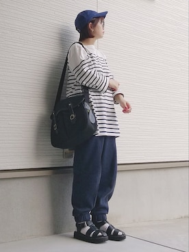 「ごきげんウィーク」｜「アイテム（スウェットパンツ）」を使った、yakkoさん（レディース・152cm）の春コーディネート