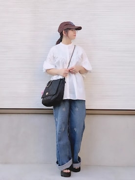 「OMNES（オムネス）のアイテム」を使った、yakkoさん（レディース・152cm）の夏コーディネート