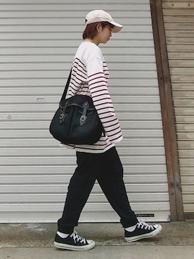 「NEW ERA（ニューエラ）の＜NEW ERA（ニューエラ）＞ T/W 9THIRTY LA/キャップ（キャップ）」を使った、yakkoさん（レディース・152cm）の秋コーディネート