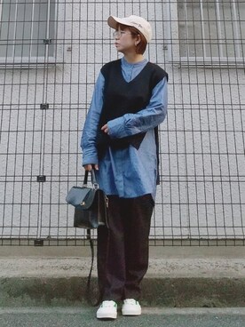 「NEW ERA（ニューエラ）の＜NEW ERA（ニューエラ）＞ T/W 9THIRTY LA/キャップ（キャップ）」を使った、yakkoさん（レディース・152cm）の秋コーディネート