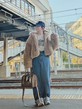 「アイテム（ジャケット/アウター、ベージュ系）」を使った、yakkoさん（レディース・152cm）の冬コーディネート