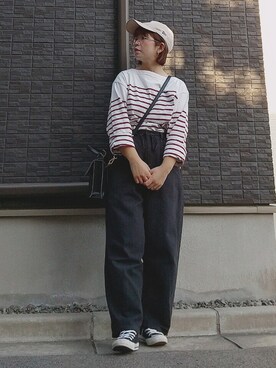 「NEW ERA（ニューエラ）の＜NEW ERA（ニューエラ）＞ T/W 9THIRTY LA/キャップ（キャップ）」を使った、yakkoさん（レディース・152cm）の秋コーディネート