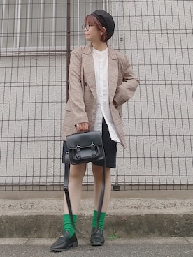 「Ruben（ルーベン）のアイテム（ハンチング/ベレー帽）」を使った、yakkoさん（レディース・152cm）の秋コーディネート