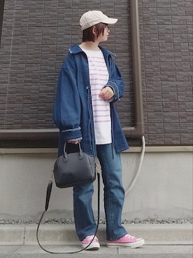 「NEW ERA（ニューエラ）の＜NEW ERA（ニューエラ）＞ T/W 9THIRTY LA/キャップ（キャップ）」を使った、yakkoさん（レディース・152cm）の春コーディネート