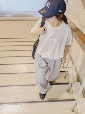 「アイテム（スウェットパンツ、グレー系）」を使った、yakkoさん（レディース・152cm）の夏コーディネート
