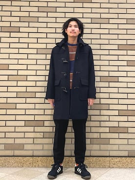 「アイテム（ダッフルコート）」を使った、木村さん（メンズ・178cm）の冬コーディネート