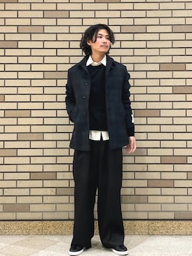 「アイテム（ピーコート）」を使った、木村さん（メンズ・178cm）の秋コーディネート