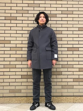 「SHIPS」｜「アイテム（ステンカラーコート）」を使った、木村さん（メンズ・178cm）の冬コーディネート