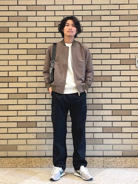 「アイテム（チノパンツ）」を使った、木村さん（メンズ・178cm）の秋コーディネート