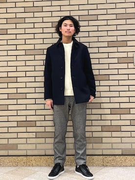 「アイテム（ピーコート）」を使った、木村さん（メンズ・178cm）の秋コーディネート